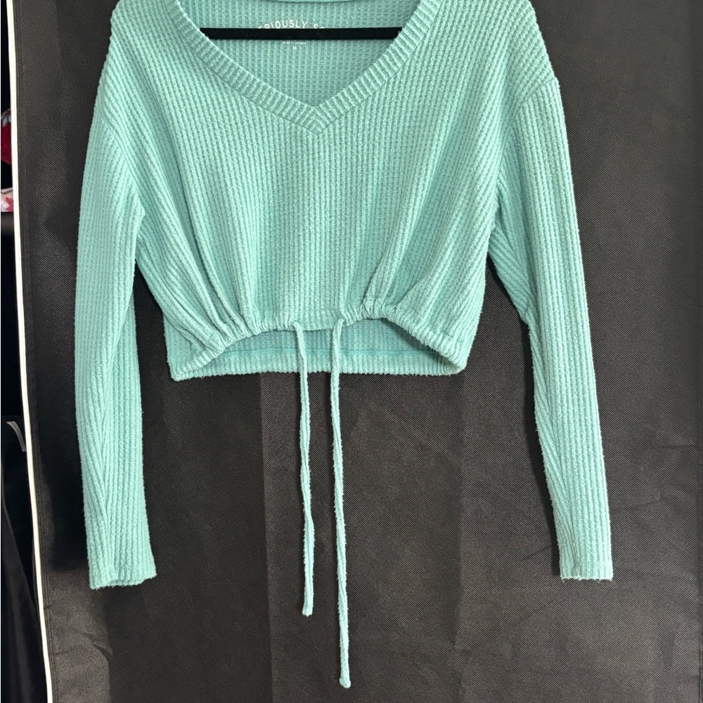Women's Mint Green Ribbed Crop Top